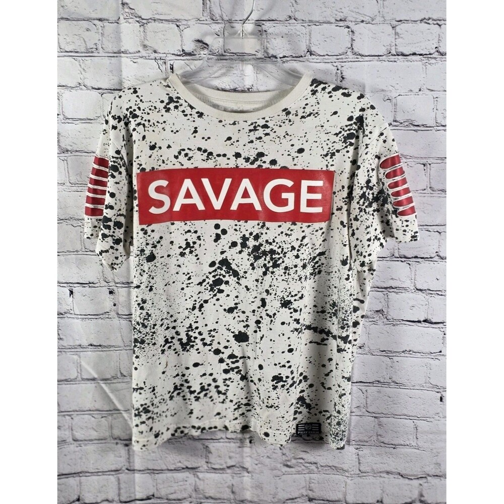 Phat Farm Savage Men's Medium Speckle Graphics Short Sleeve T-Shirt